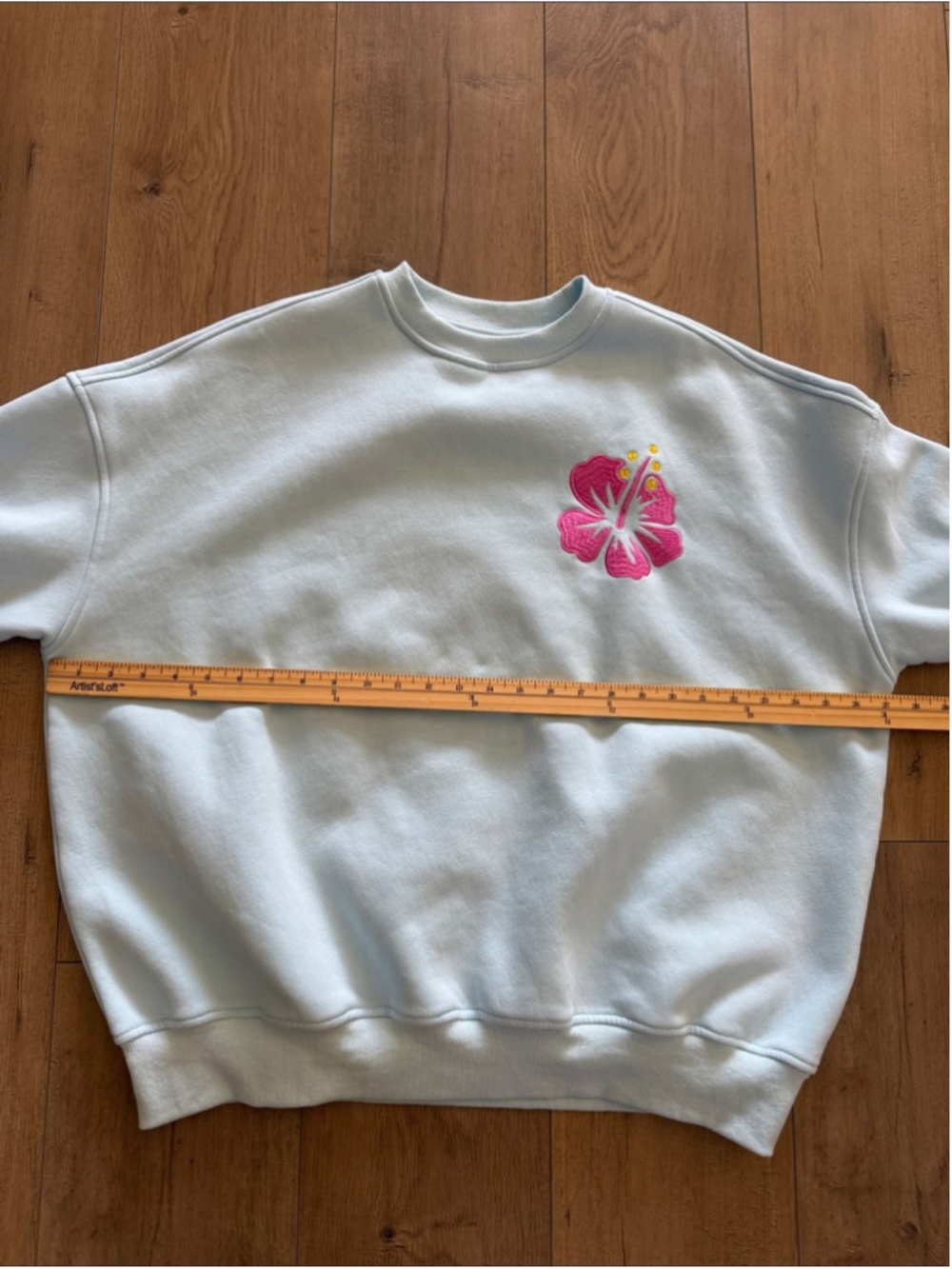 Sunkissed Coconut Icy Blue Hibiscus Beach Embroidered Crewneck Sweatshirt Sz L - Picture 7 of 8